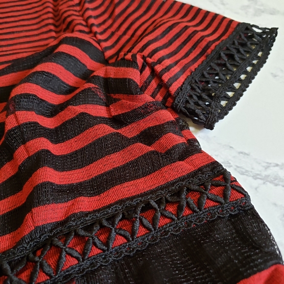 Foxiedox Cassius Maxi Dress Red Black Striped Large NWT - Picture 4 of 11